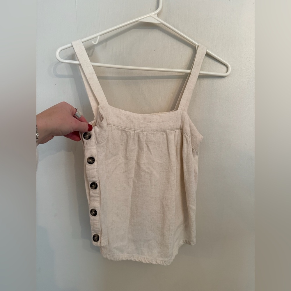 Women's Cream Button-Side Top